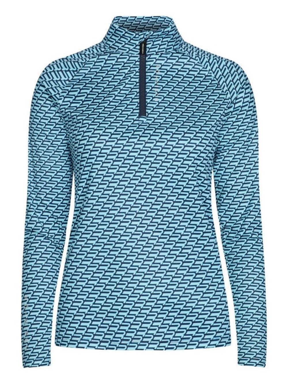 Rohnisch Light Blue Patterned Quarter-Zip Long Sleeve Top